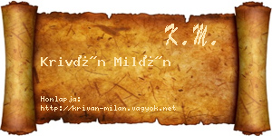 Kriván Milán névjegykártya