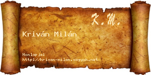 Kriván Milán névjegykártya